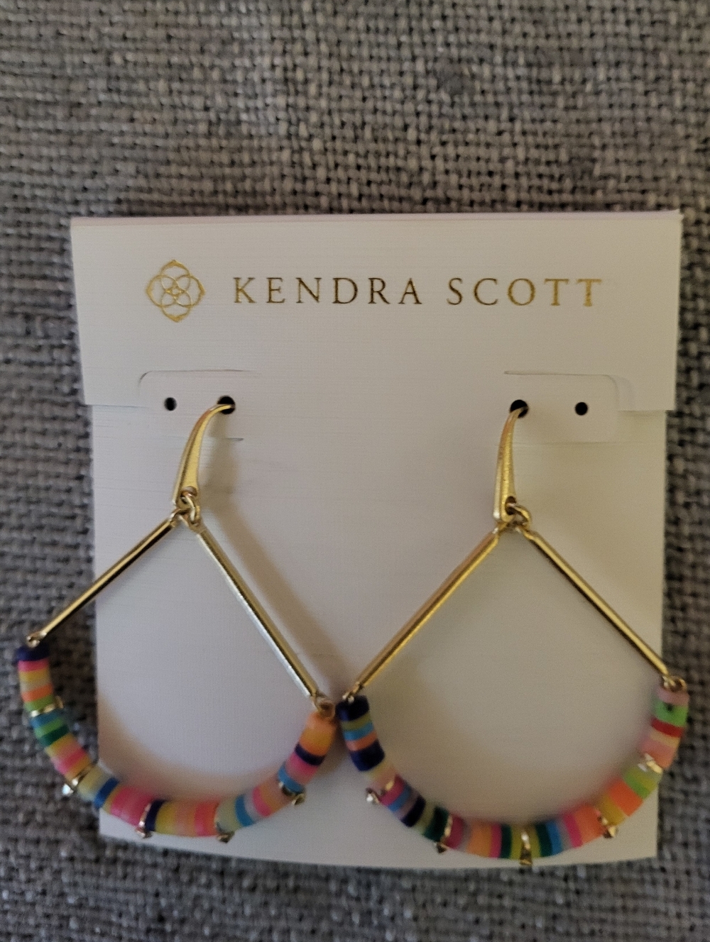 Kendra Scott "Reece" Drop Earrings in Gold Tone With Neon Mix - Picture 3 of 5